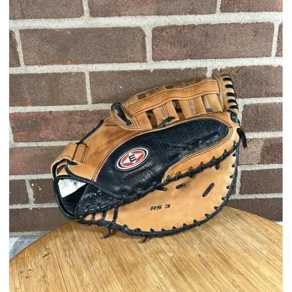 Easton Rebel Leather 14” Softball Glove RHT Slow pitch first base Mitt Tan & Blk - Picture 1 of 5